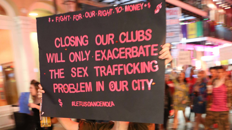A sign at the Unemployment March, February 1 in New Orleans, Louisiana.